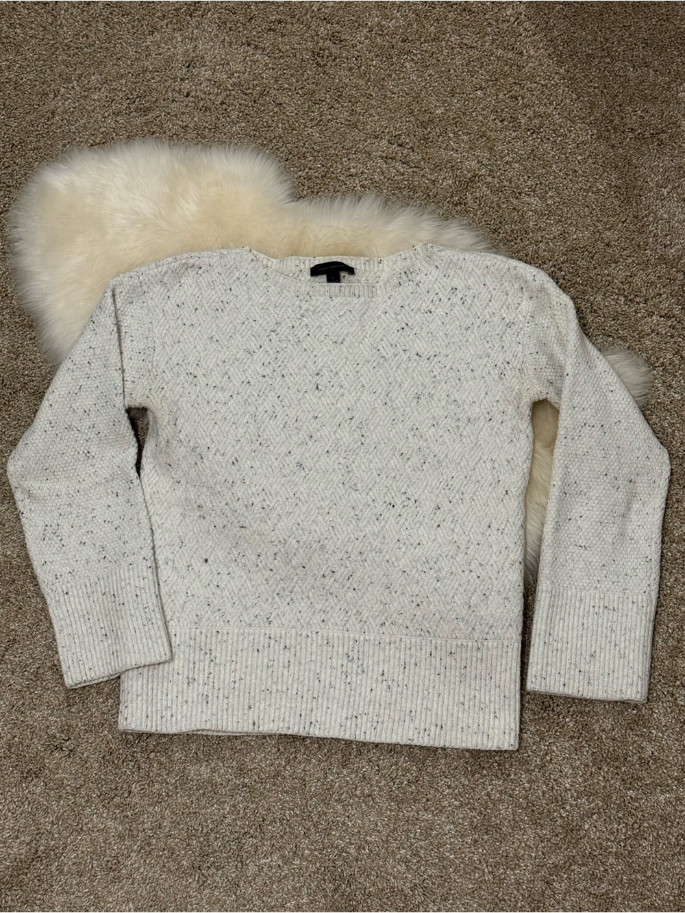 Ann Taylor Women’s Cream Speckled Knit Sweater Size XS
